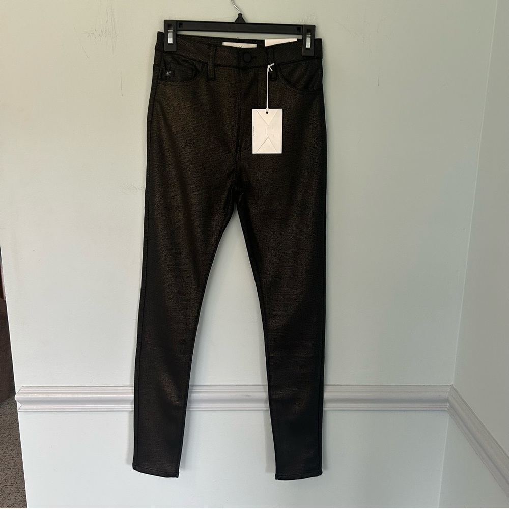 NWT KanCan Brown Metallic High Rise Super Skinny Jeans Size 25
